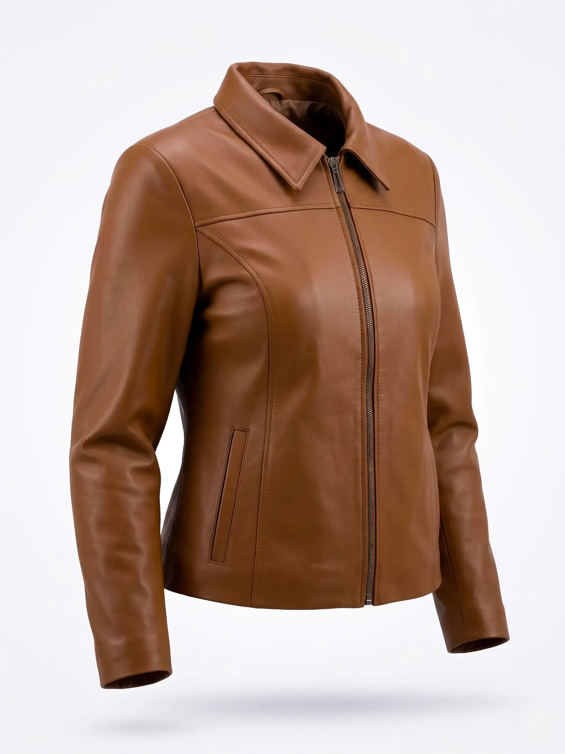Geacă de Damă din Piele de Miel Model Elena Camel