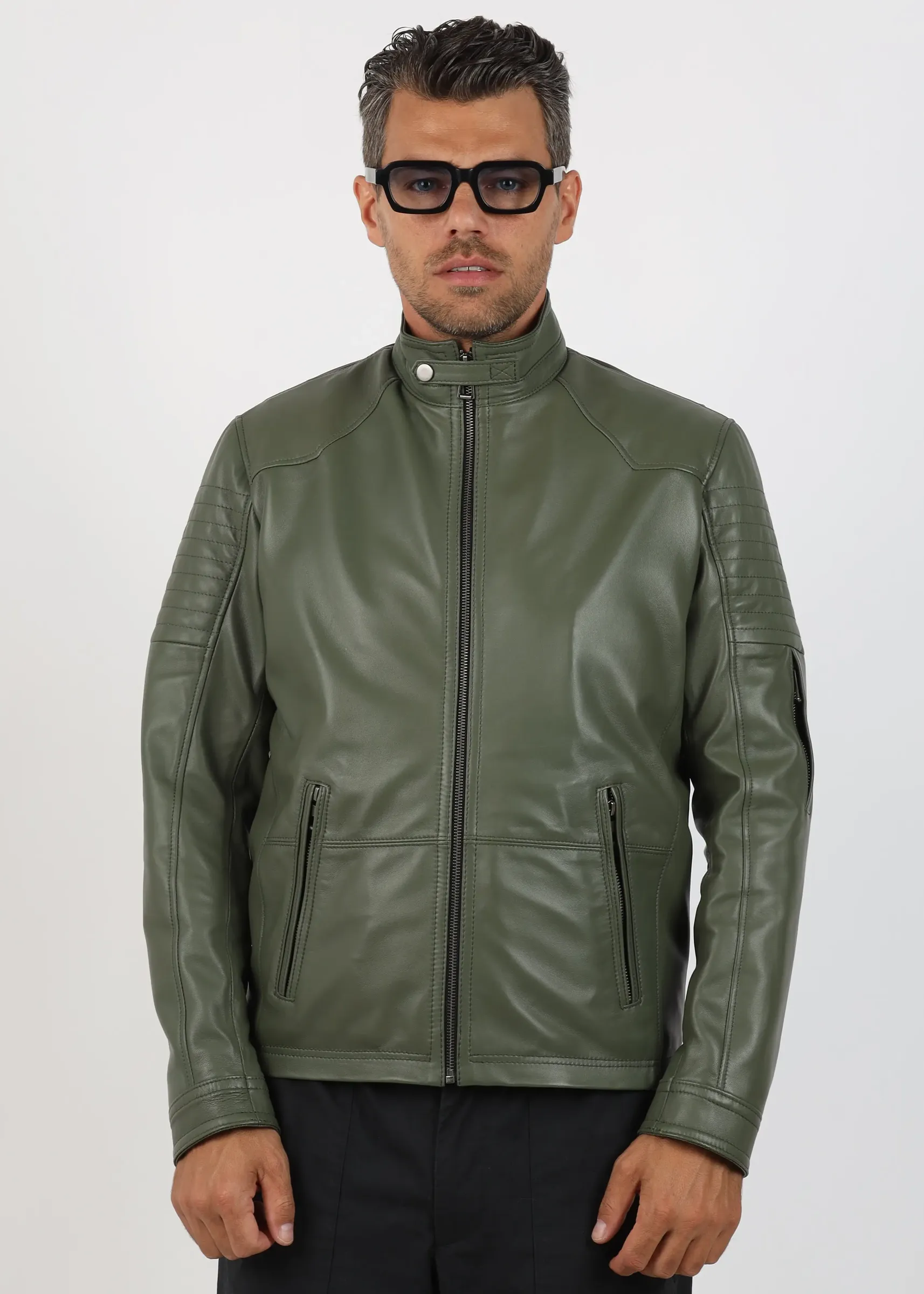 Geacă de Bărbați din Piele de Miel Urban Model Filip Verde