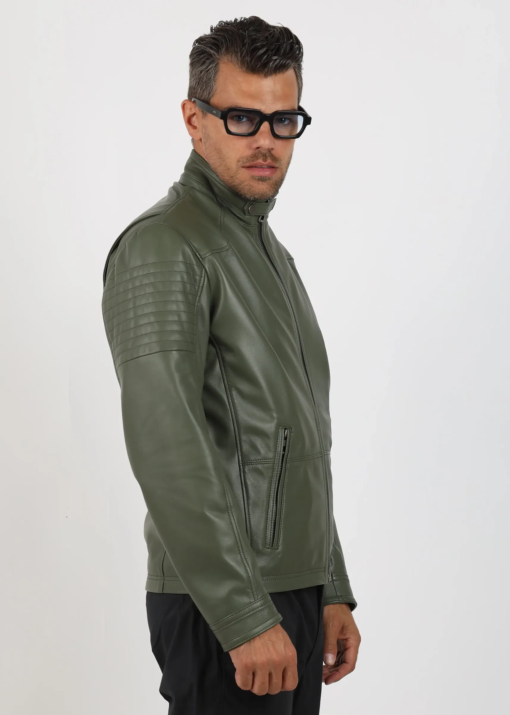 Geacă de Bărbați din Piele de Miel Urban Model Filip Verde