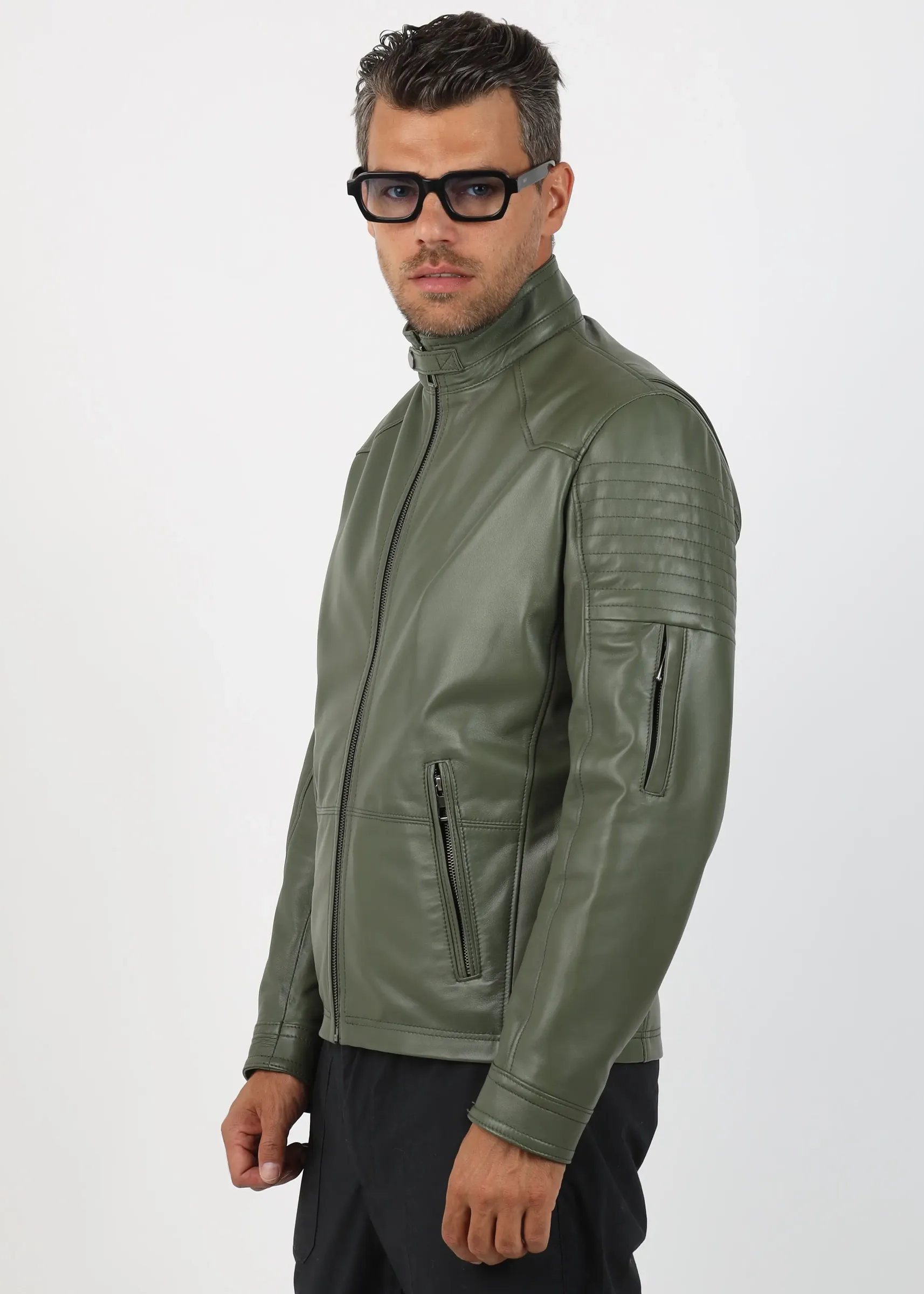 Geacă de Bărbați din Piele de Miel Urban Model Filip Verde