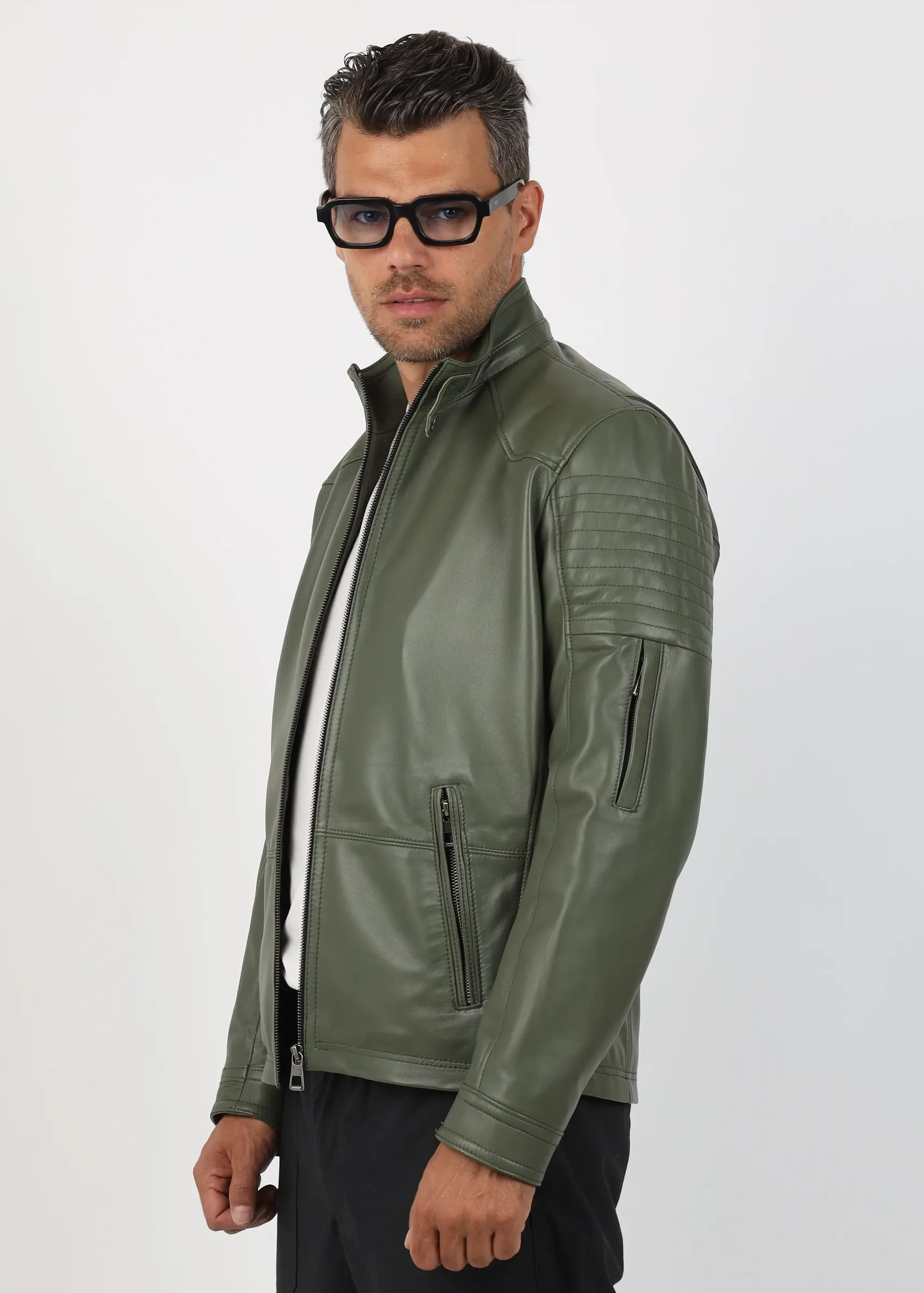 Geacă de Bărbați din Piele de Miel Urban Model Filip Verde