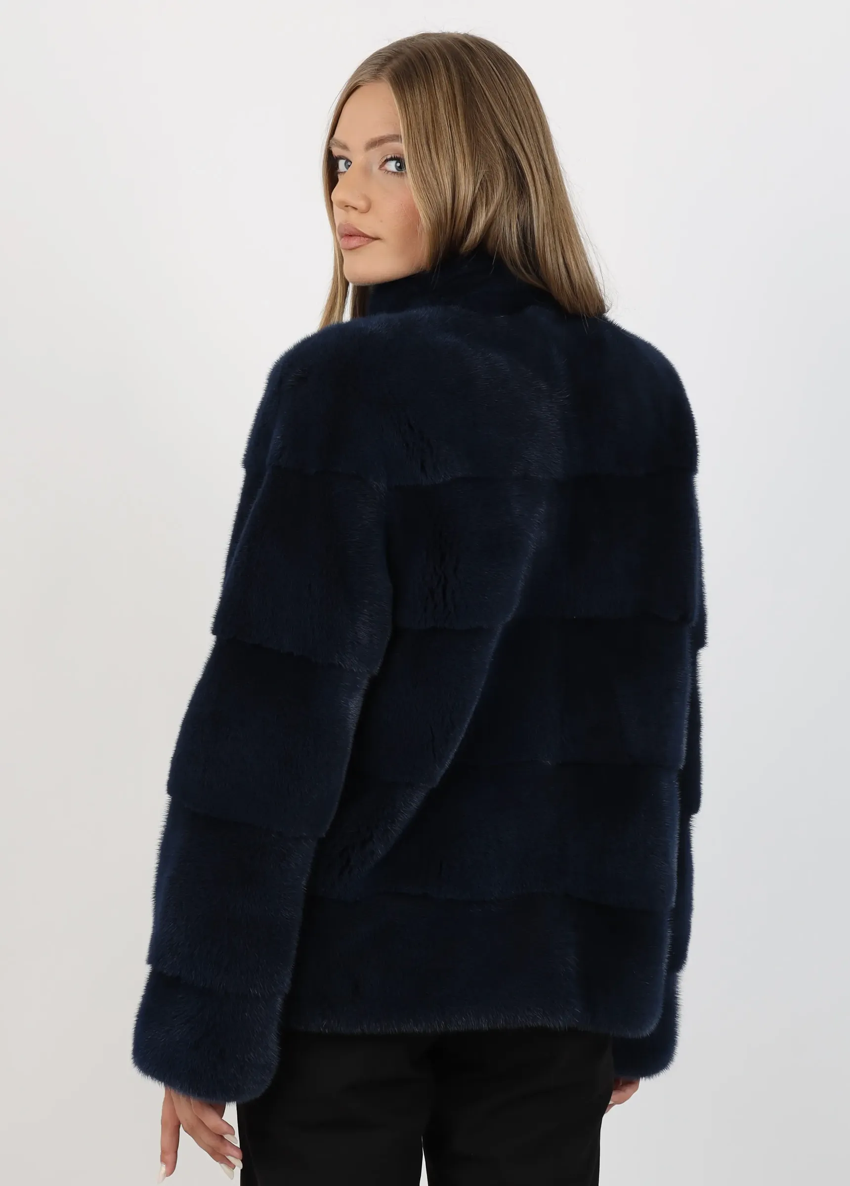 Haină de Damă din Blană de Nurcă Dark Blue Vizon