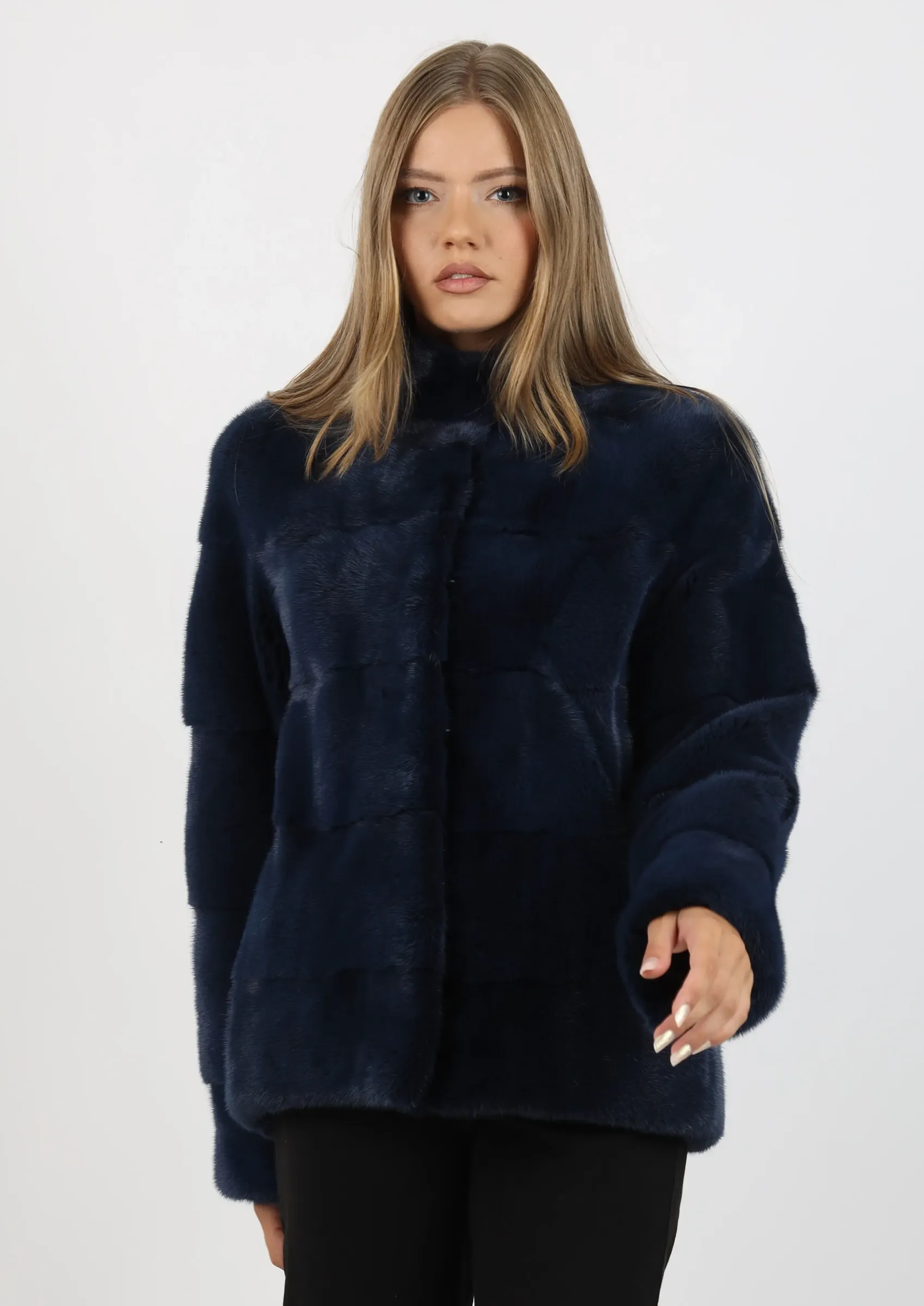 Haină de Damă din Blană de Nurcă Dark Blue Vizon