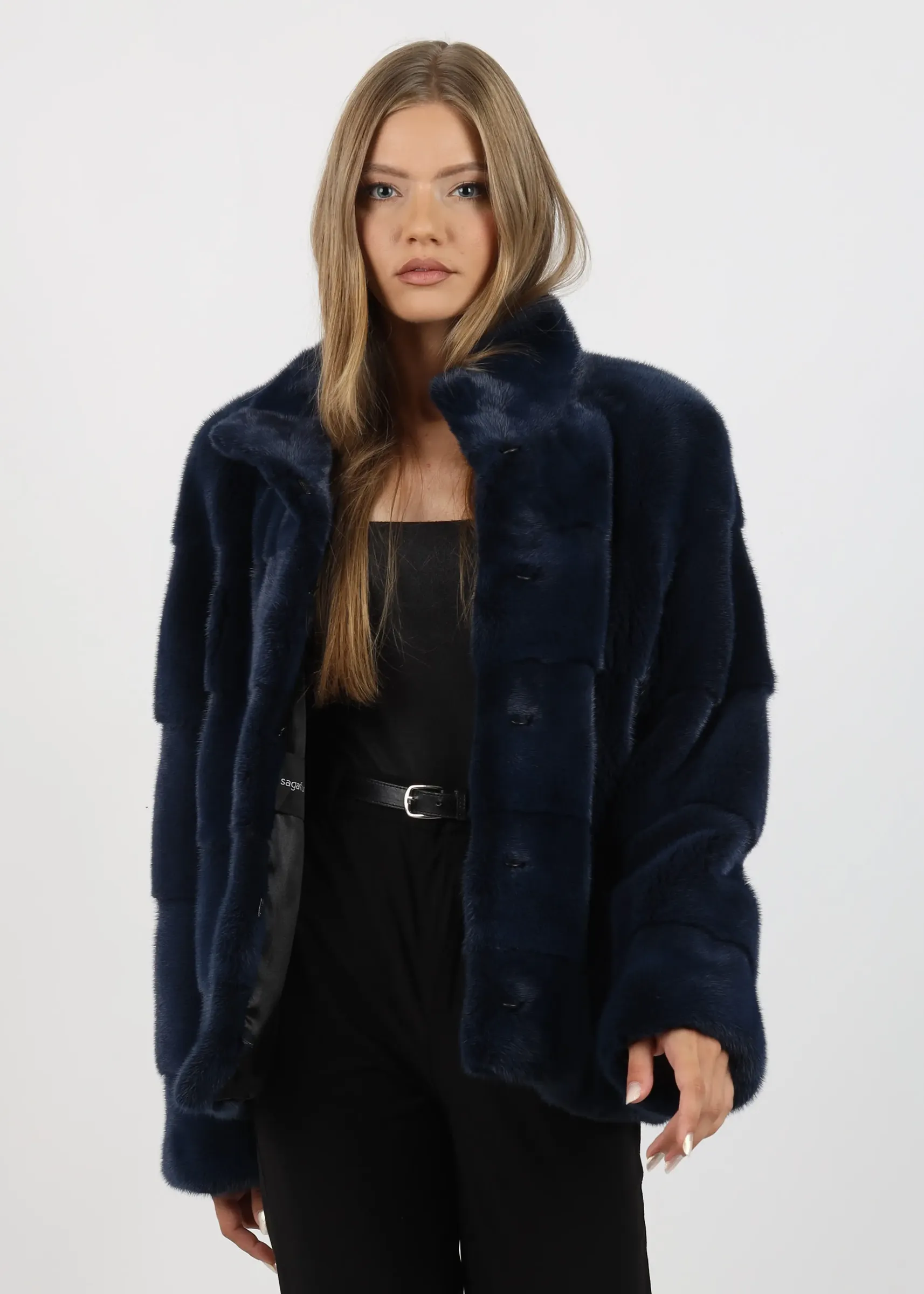Haină de Damă din Blană de Nurcă Dark Blue Vizon