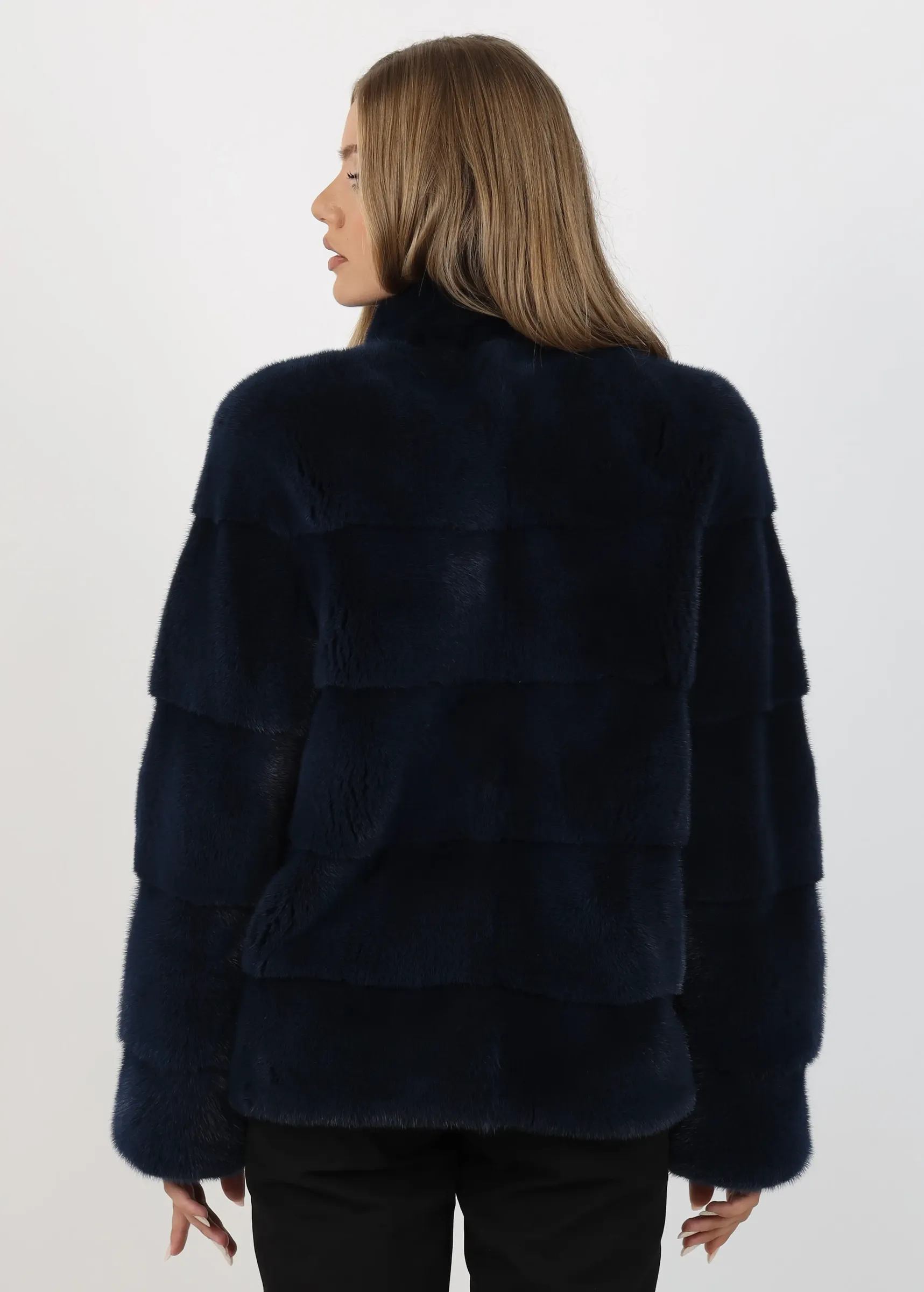 Haină de Damă din Blană de Nurcă Dark Blue Vizon