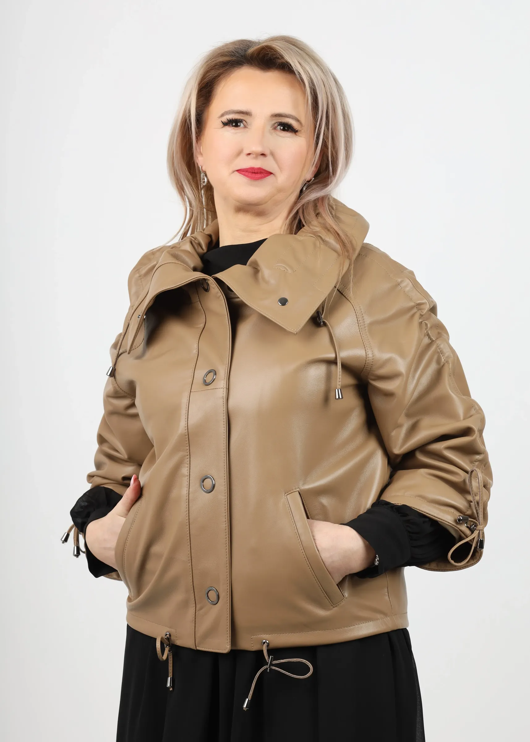 Geacă de Damă din Piele de Miel Model Ximena Mocha Mousse