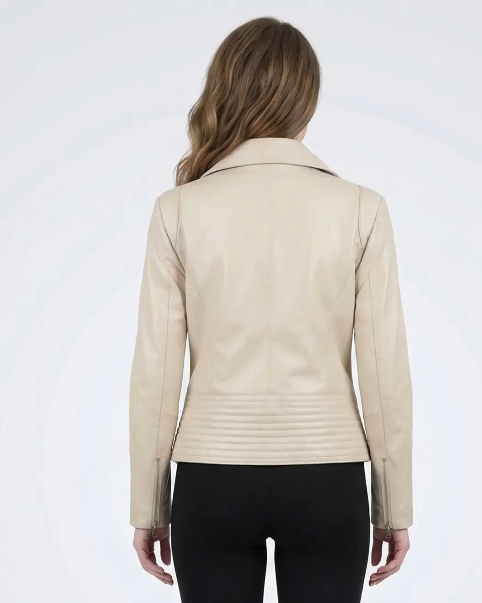 Geacă de Damă din Piele de Miel cu Revere Model Urban Elsa Crem