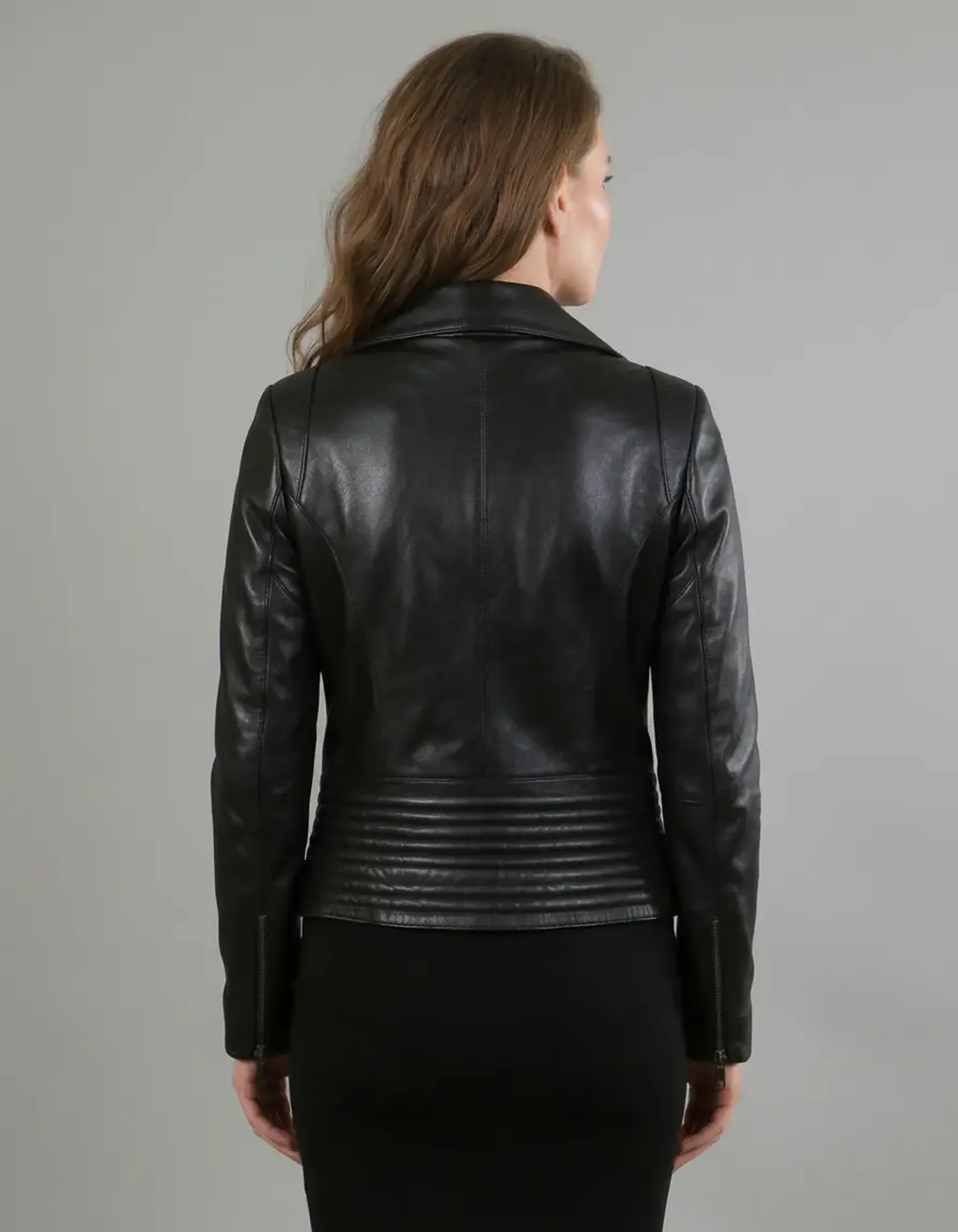 Geacă de Damă din Piele de Miel cu Revere Model Urban Elsa Negru