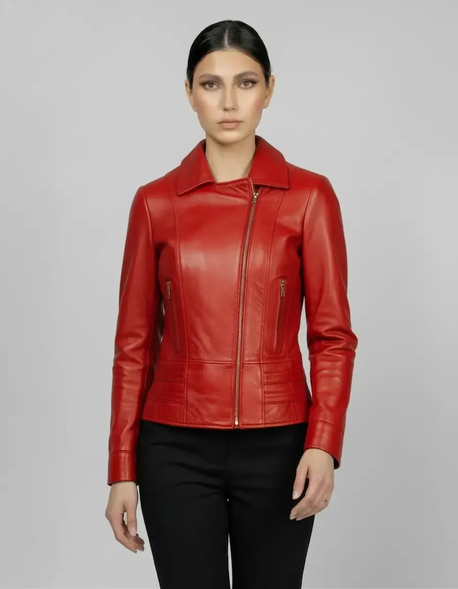 Geacă de Damă din Piele de Miel Model Urban Cezara Roșu