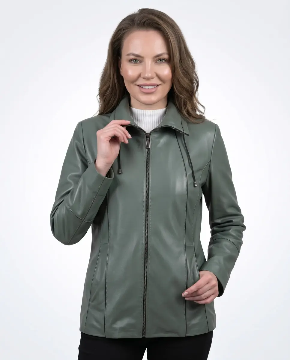 Geacă de Damă din Piele de Miel Model Iulia Verde