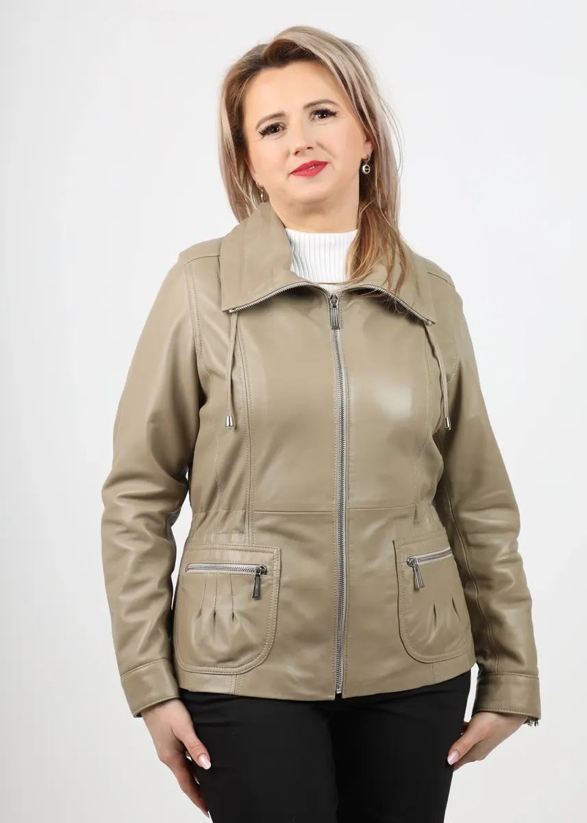Geacă de Damă din Piele de Miel Model Natașa Crem