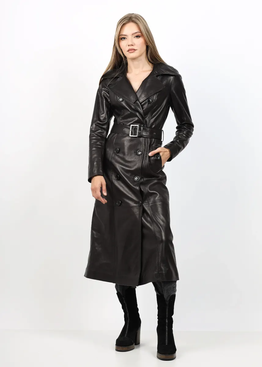Trench din Piele de Miel Model Xena