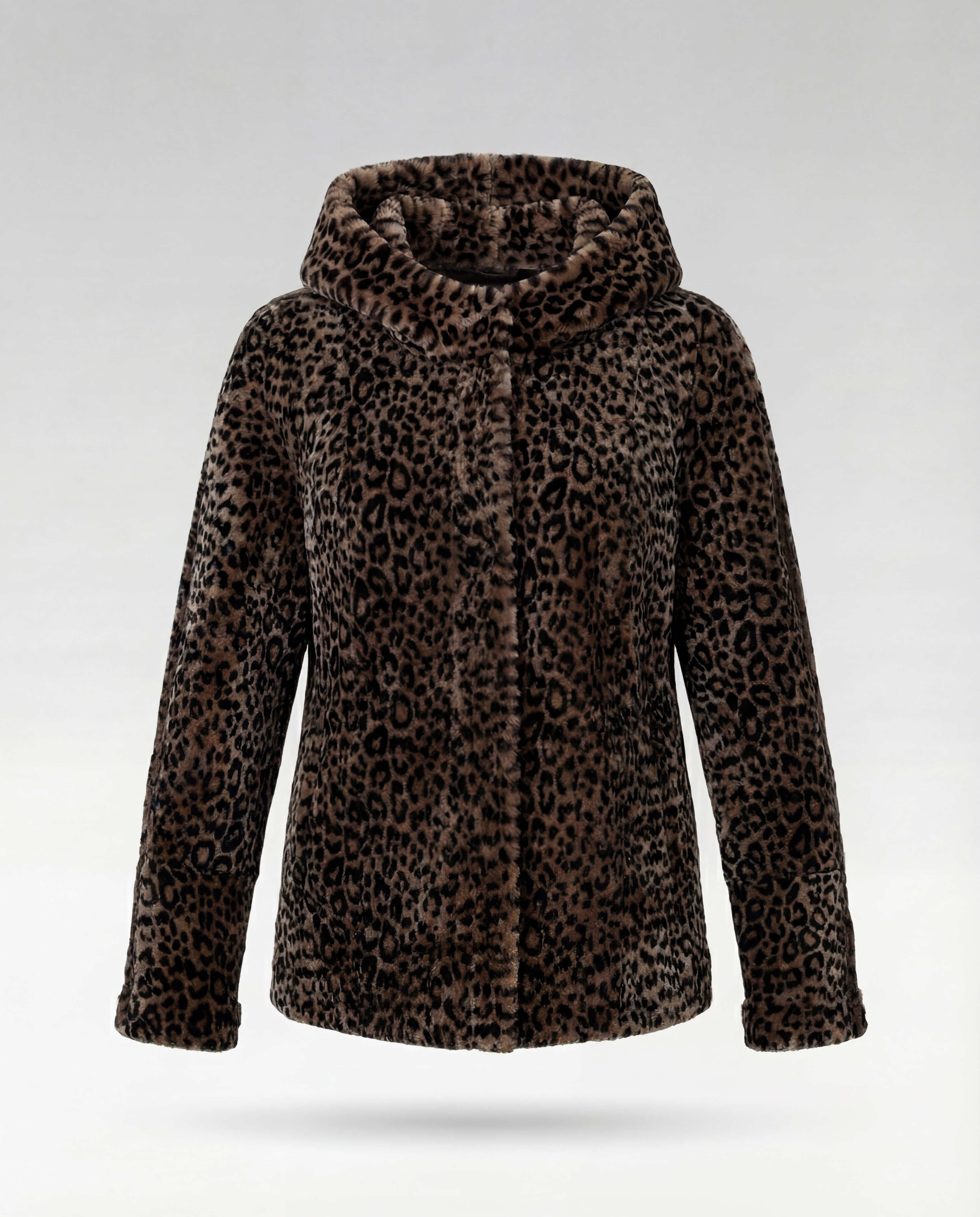Geacă cu Dublă Față de Damă din Blană de Miel Imprimeu Animal Print - imagine 1