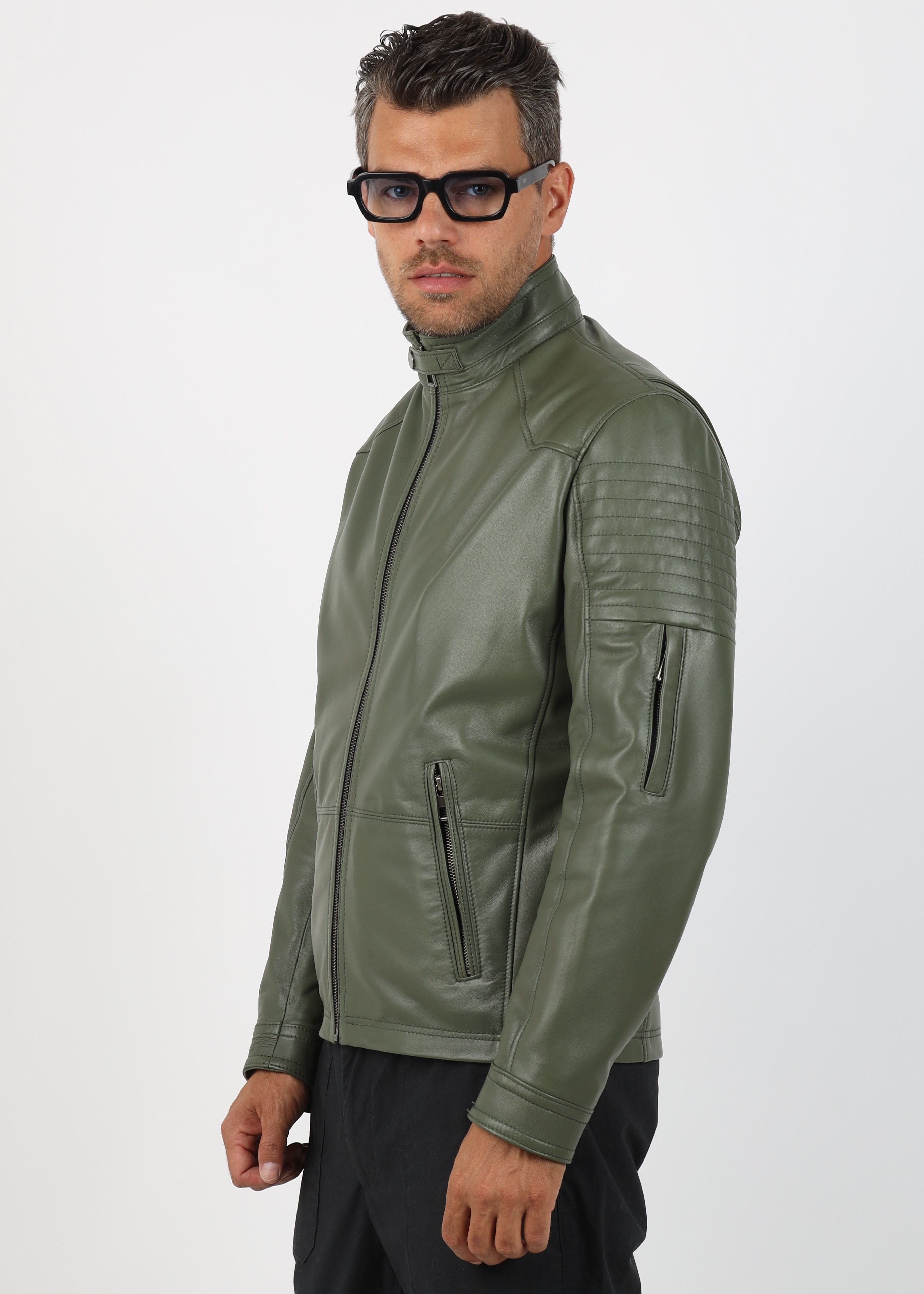 Geacă de Bărbați din Piele de Miel Urban Model Filip Verde - imagine 4