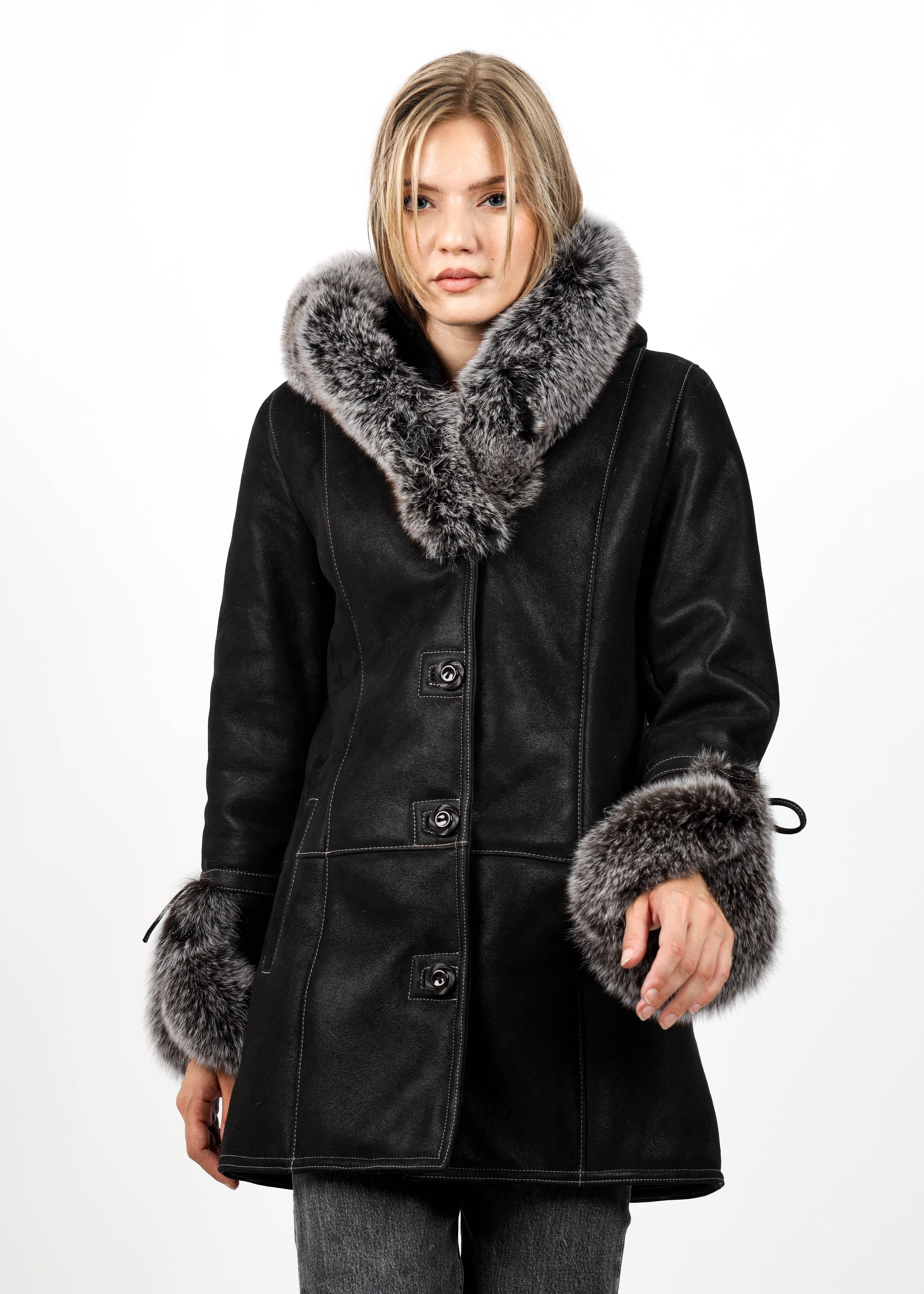 Cojoc de Damă din Blană de Miel Napalan Model Cecilia Negru - imagine 6