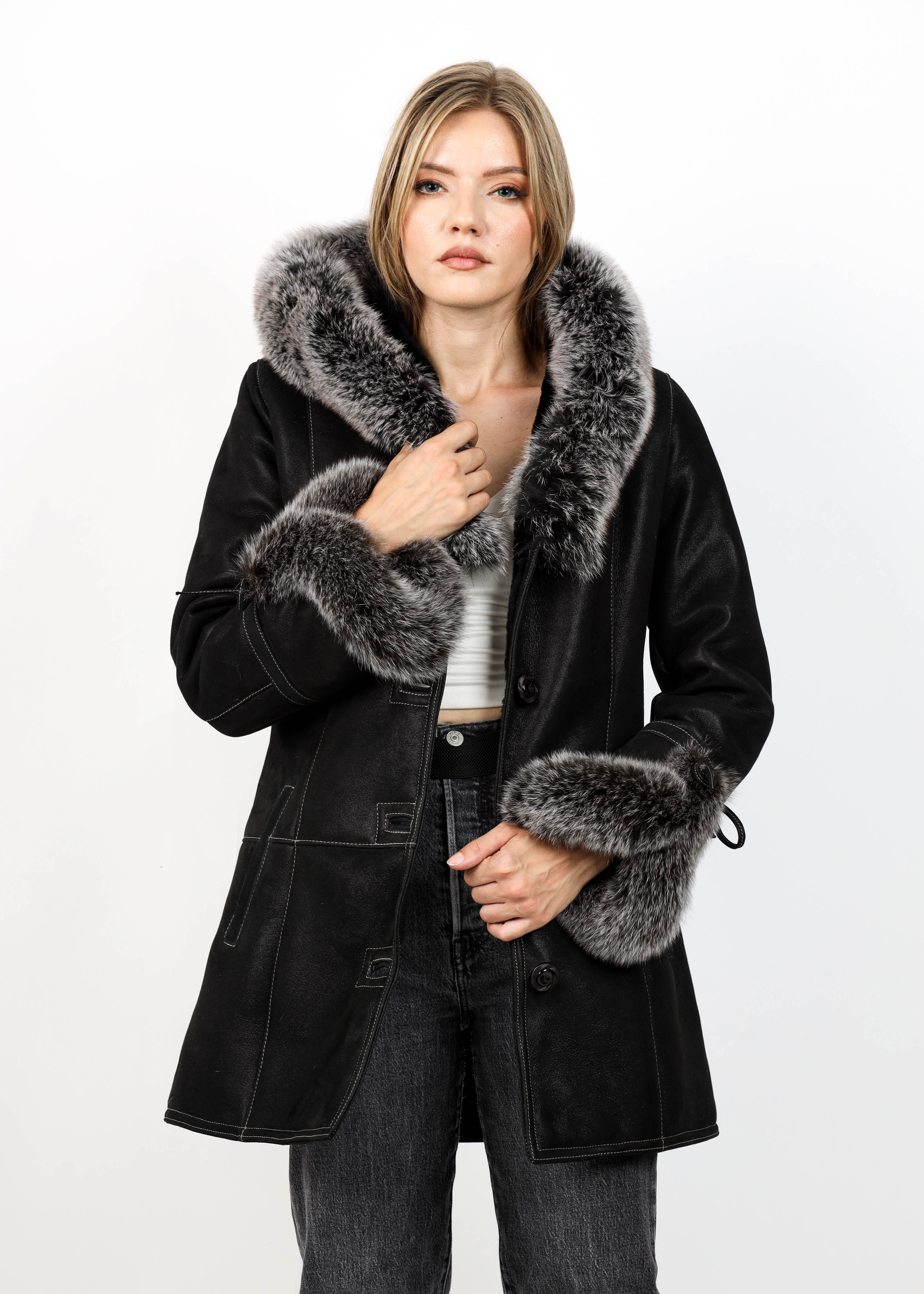 Cojoc de Damă din Blană de Miel Napalan Model Cecilia Negru - imagine 9