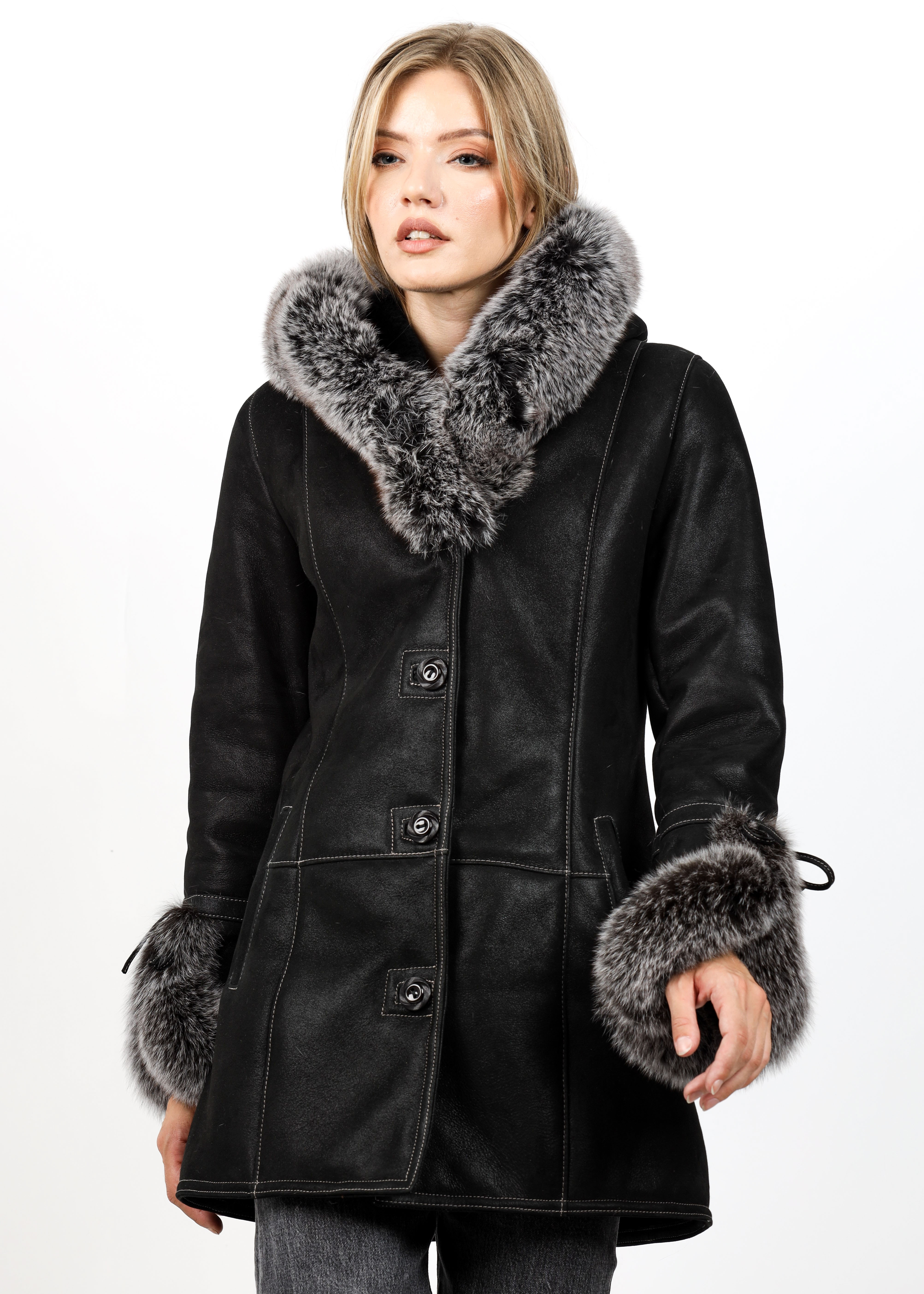 Cojoc de Damă din Blană de Miel Napalan Model Cecilia Negru - imagine 10
