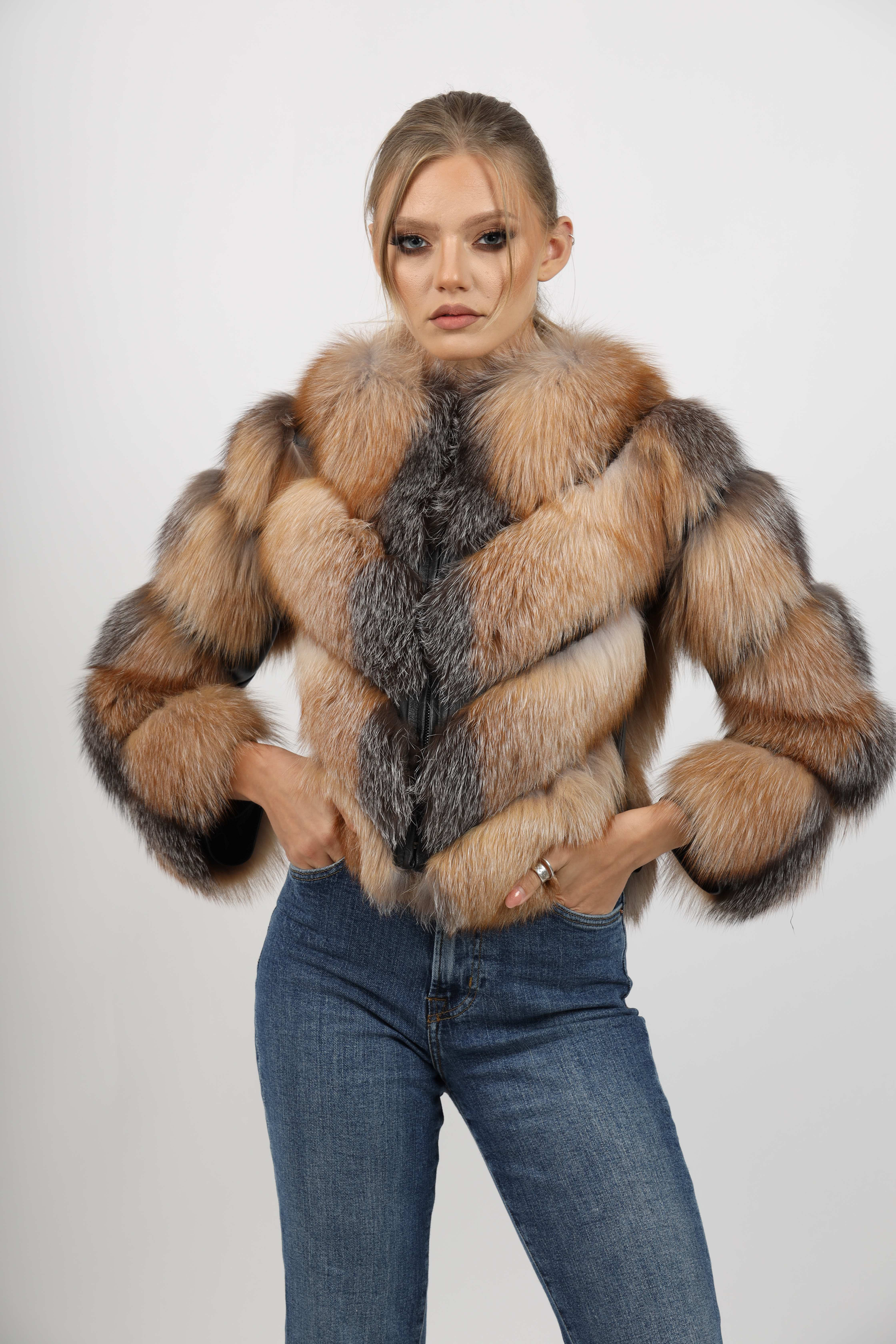 Haină de Damă din Blană de Vulpe Argintie Model Sonia 01 Otaban - imagine 2