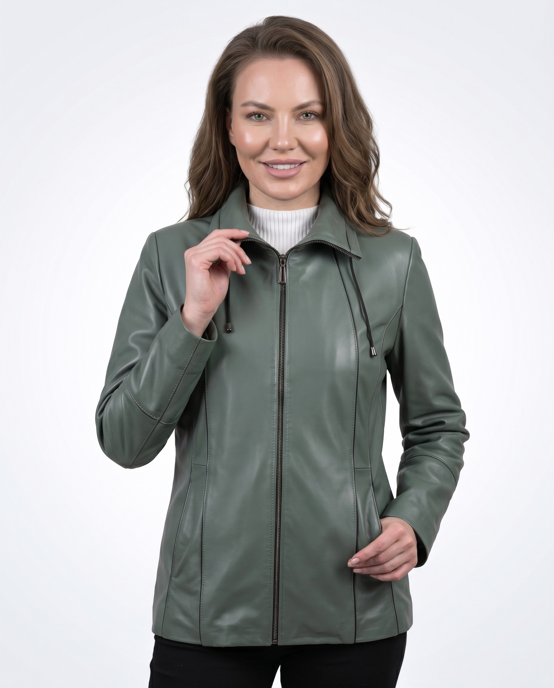 Geacă de Damă din Piele de Miel Model Iulia Verde - imagine 1