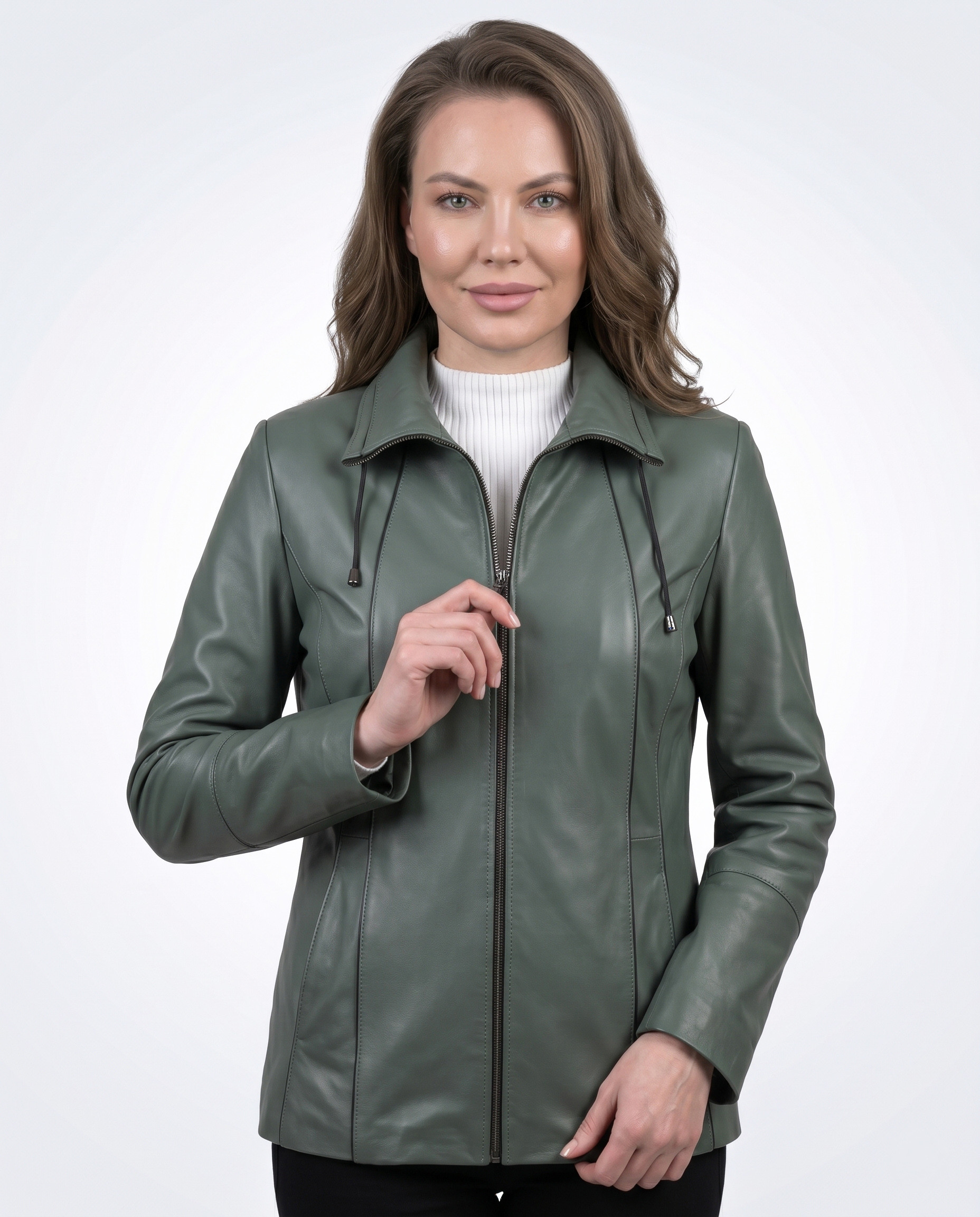 Geacă de Damă din Piele de Miel Model Iulia Verde - imagine 3