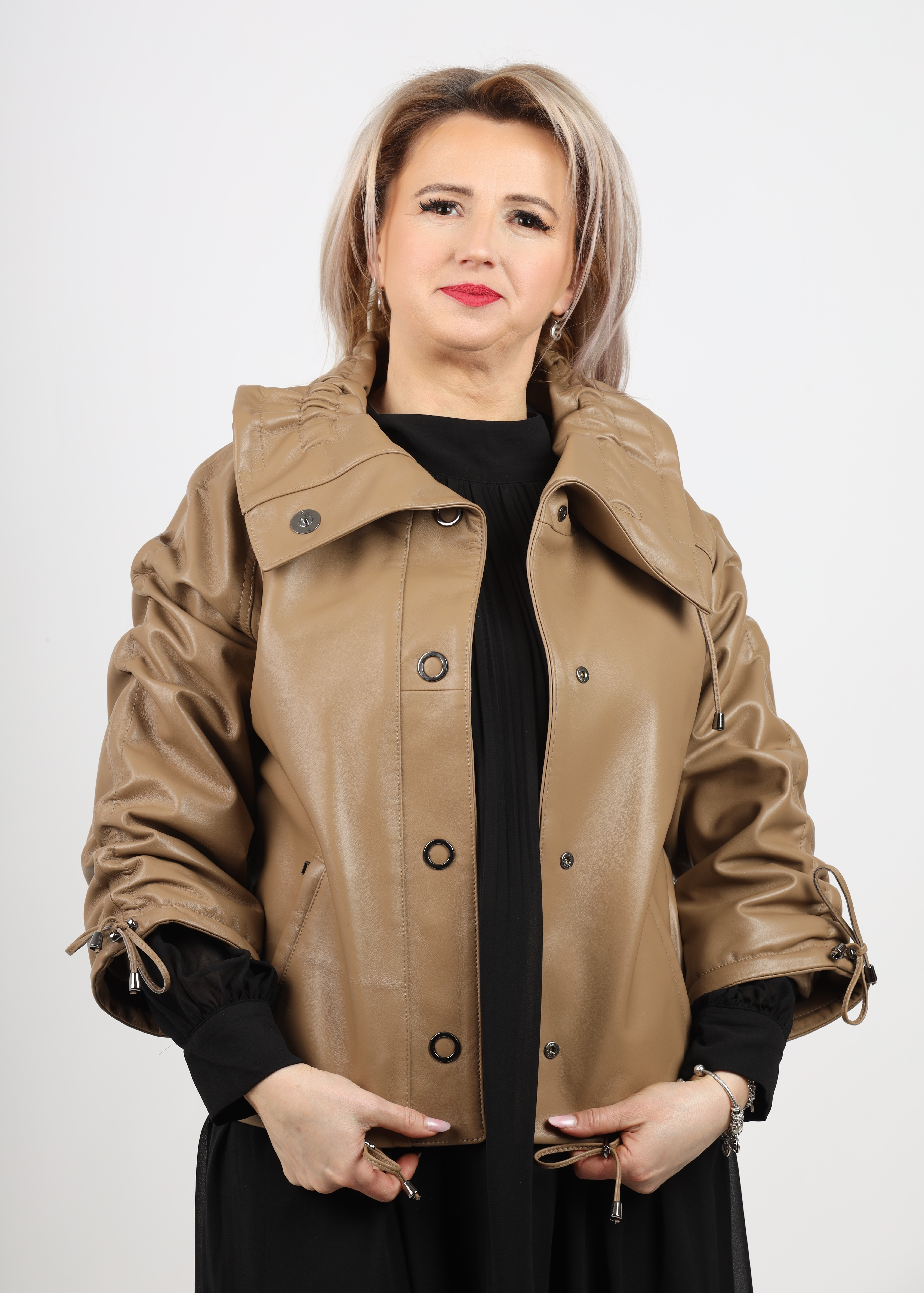 Geacă de Damă din Piele de Miel Model Ximena Mocha Mousse - imagine 1