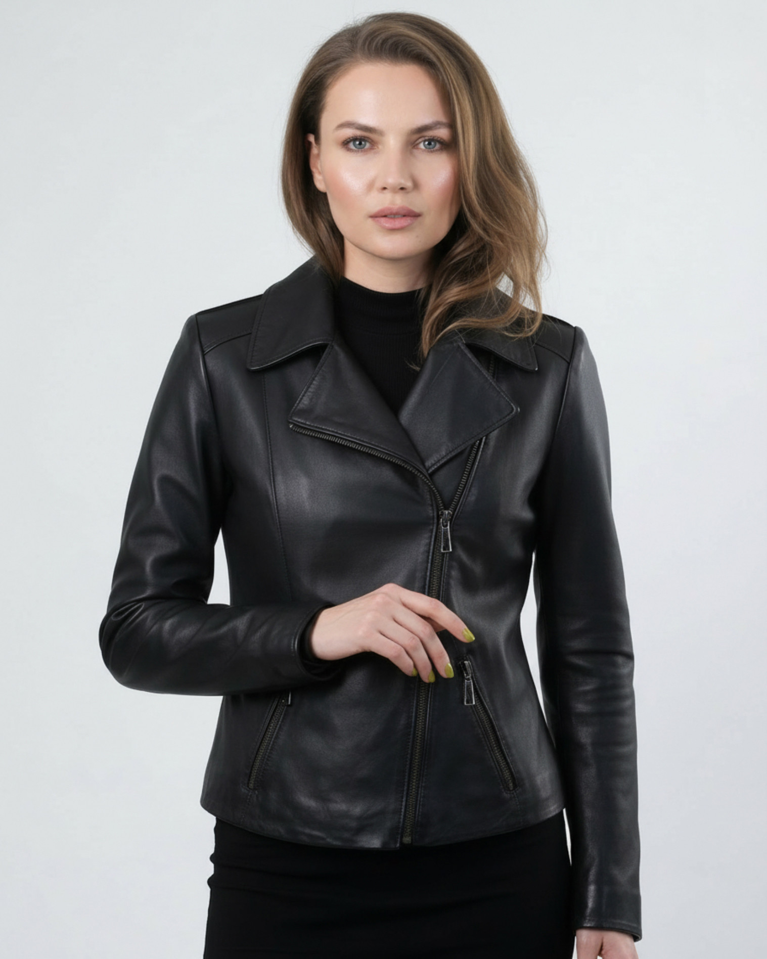 Geacă de Damă din Piele de Miel Model Liana Negru - imagine 2