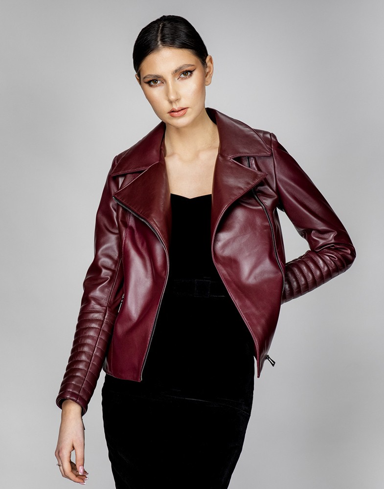 Geacă de Damă din Piele de Miel cu Revere Model Lavinia Grena - imagine 2