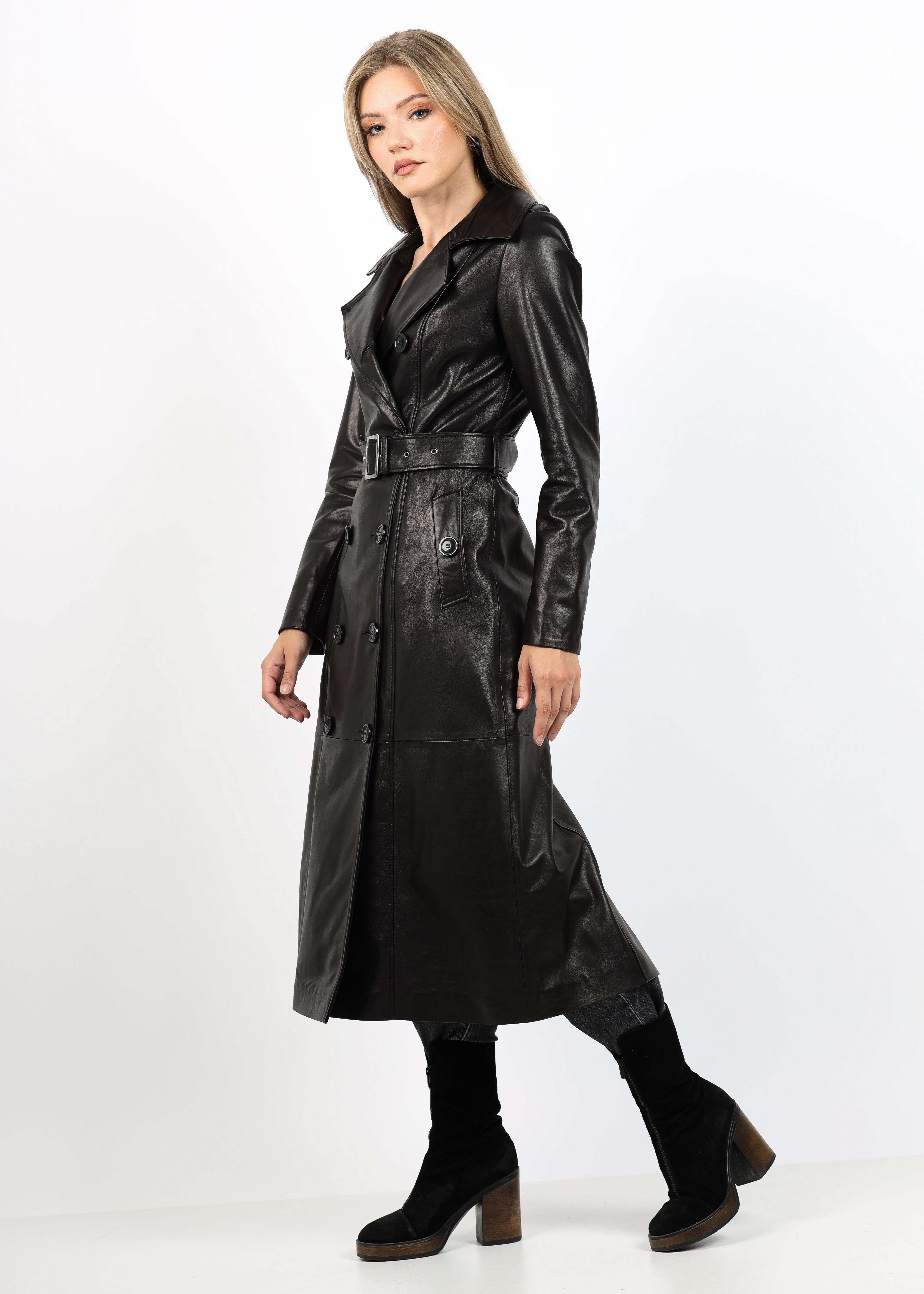 Trench din Piele de Miel Model Xena - imagine 6